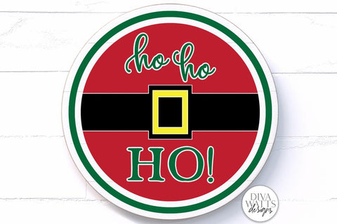 Ho Ho Ho Round SVG | Christmas Santa Round Sign Design SVG Diva Watts Designs 