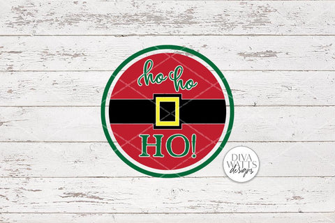 Ho Ho Ho Round SVG | Christmas Santa Round Sign Design SVG Diva Watts Designs 