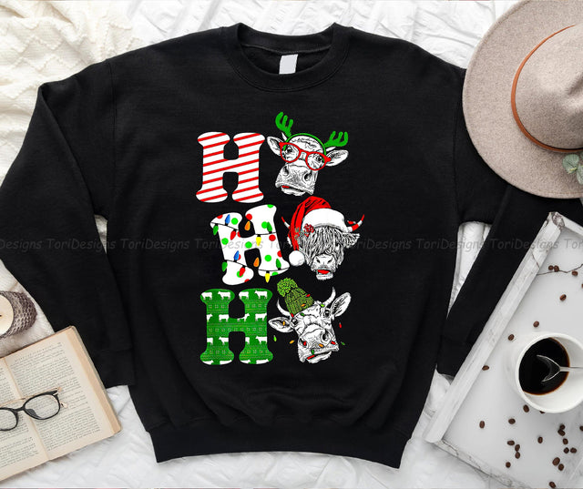 Ho Ho Ho Santa Claus Cow Lovers Christmas PNG Sublimation Design Sublimation ToriDesigns 