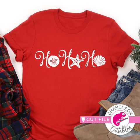 Ho Ho Ho Seashells Christmas beach svg png dxf SVG Chameleon Cuttables 