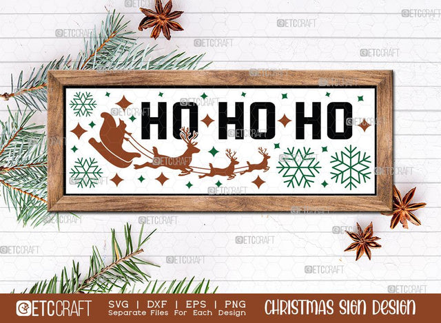 Ho Ho Ho Sign SVG Cut File | Santa Claus Svg | Horizontal Sign | Christmas Door Hanger | Farmhouse Decor Svg | Christmas Sign | Christmas Wood Sign Design SVG ETC Craft 