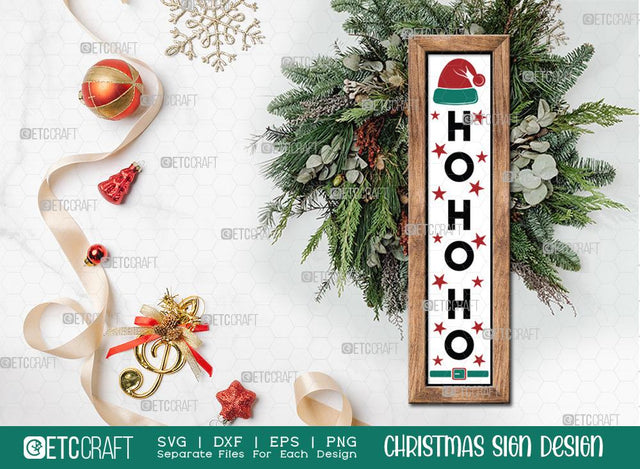 Ho Ho Ho Sign SVG Cut File | Santa Claus Svg | Porch Sign | Christmas Door Hanger | Farmhouse Decor Svg | Christmas Sign | Christmas Wood Sign Design SVG ETC Craft 