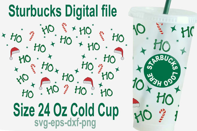Ho Ho Ho Starbucks svg, Starbuck cold cup svg, Funny Christmas drink warp svg SVG Isabella Machell 
