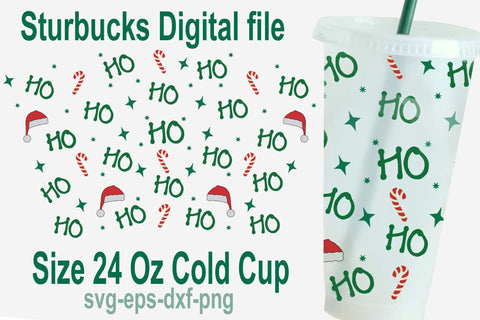 Ho Ho Ho Starbucks svg, Starbuck cold cup svg, Funny Christmas drink warp svg SVG Isabella Machell 
