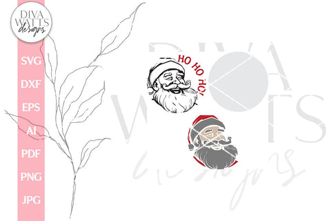 Ho Ho Ho SVG Christmas Door Hanger With Santa Face SVG Welcome Christmas SVG Santa Door Hanger svg Santa Claus Front Door Sign For Winter SVG Diva Watts Designs 