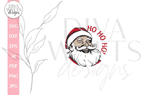 Ho Ho Ho SVG Christmas Door Hanger With Santa Face SVG Welcome Christmas SVG Santa Door Hanger svg Santa Claus Front Door Sign For Winter SVG Diva Watts Designs 