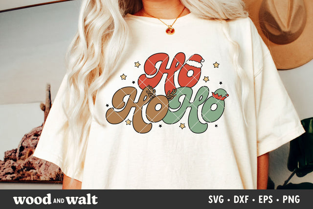 Ho Ho Ho SVG | Retro Christmas PNG | Santa Rudolph Elf Design SVG Wood And Walt 