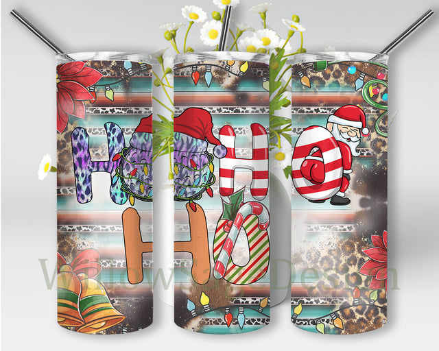 Ho Ho Ho Tumbler Png, Western Christmas 20oz Skinny Tumbler, Merry Christmas Design Tumbler, Christmas Sublimation Design, Instant Download Sublimation WillowSageDesign 
