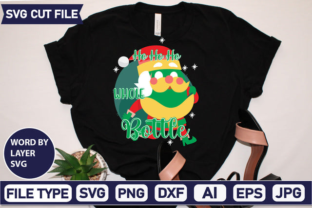 Ho Ho Ho Whole Bottle Svg Cut File,SVGs,quotes-and-sayings,food-drink,mini-bundles,print-cut,on-sale, SVG DesignPlante 503 
