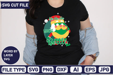 Ho Ho Ho Whole Bottle Svg Cut File,SVGs,quotes-and-sayings,food-drink,mini-bundles,print-cut,on-sale, SVG DesignPlante 503 