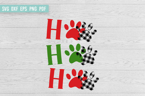 Ho Ho Ho with Paw Prints | Buffalo plaid SVG | Christmas SVG SVG Irina Ostapenko 