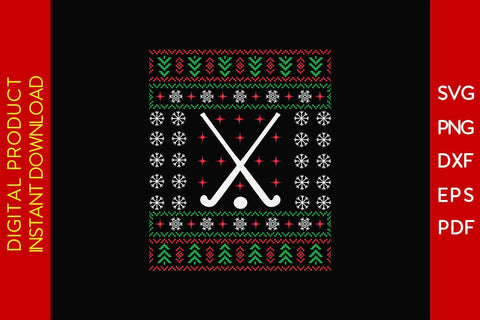 Hockey Christmas Ugly Sweater Design SVG PNG EPS Cut File SVG Creativedesigntee 