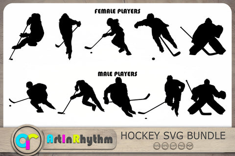 Hockey Female Player Silhouette Svg, Hockey Male Player Silhouette Svg, Hockey Player Svg, Hockey Svg, Ice Hockey Svg SVG Artinrhythm shop 