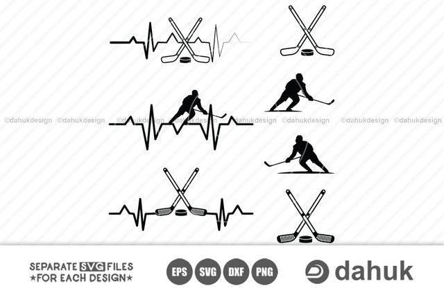 hockey heartbeat svg | hockey svg bundle | hockey silhouette clipart cuttable design svg png dxf & eps designs SVG dahukdesign 