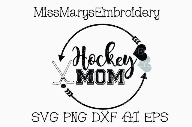 Hockey Mom Monogram Arrow Ring SVG MissMarysEmbroidery 