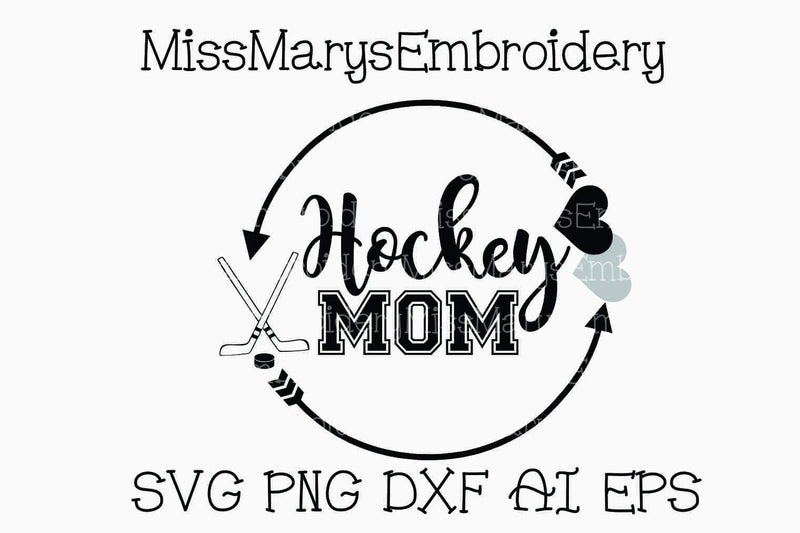 Hockey Mom Monogram Arrow Ring SVG MissMarysEmbroidery 