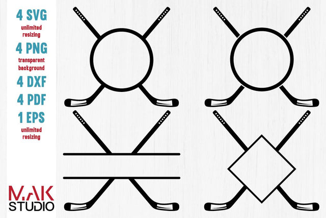 Hockey monogram svg, Hockey monogram svg files, Hockey sticks svg, Hockey sticks dxf, Hockey sticks logo svg SVG MAKStudion 