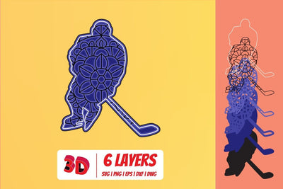 Hockey player 3D Layered SVG Cut File SVG SvgOcean 