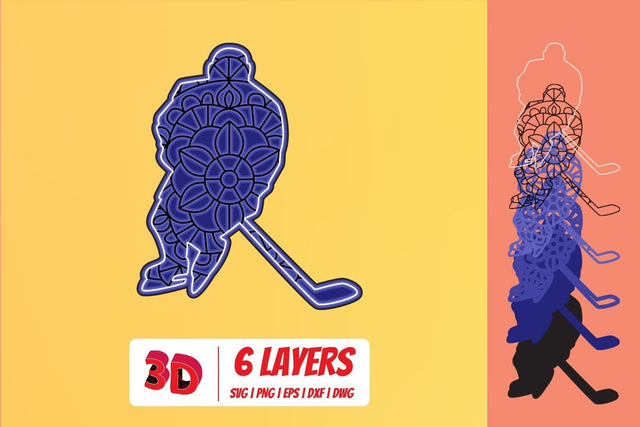 Hockey player 3D Layered SVG Cut File SVG SvgOcean 
