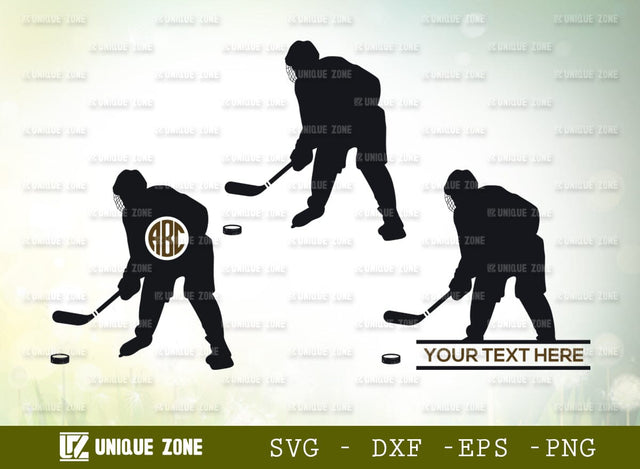 Hockey Player Monogram SVG Cut File, Hockey Puck Svg, Hockey Sticks Svg, Puck Svg, Sticks Svg, Hockey Player Svg, Hockey Helmet Svg, Hockey Skate Svg, Hockey Monogram, SVG Unique Zone 