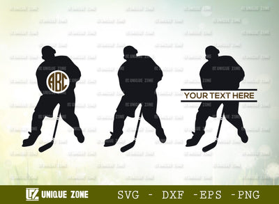 Hockey Player Monogram SVG Cut File, Hockey Puck Svg, Hockey Sticks Svg, Puck Svg, Sticks Svg, Hockey Player Svg, Hockey Helmet Svg, Hockey Skate Svg, Hockey Monogram, SVG Unique Zone 