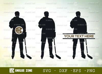 Hockey Player Monogram SVG Cut File, Hockey Puck Svg, Hockey Sticks Svg, Puck Svg, Sticks Svg, Hockey Player Svg, Hockey Helmet Svg, Hockey Skate Svg, SVG Unique Zone 