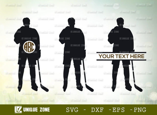 Hockey Player Monogram SVG Cut File, Hockey Puck Svg, Hockey Sticks Svg, Puck Svg, Sticks Svg, Hockey Player Svg, Hockey Helmet Svg, Hockey Skate Svg, SVG Unique Zone 