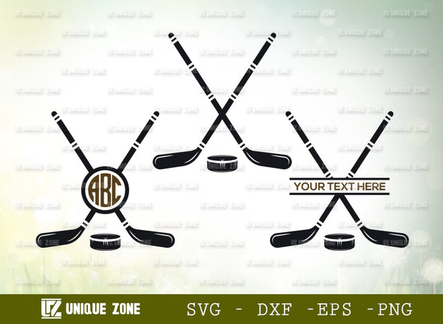 Hockey Puck Sticks Monogram SVG Cut File, Hockey Puck Svg, Hockey Sticks Svg, Puck Svg, Sticks Svg, Hockey Player Svg, Hockey Helmet Svg, Hockey Skate Svg, Hockey Monogram, SVG Unique Zone 