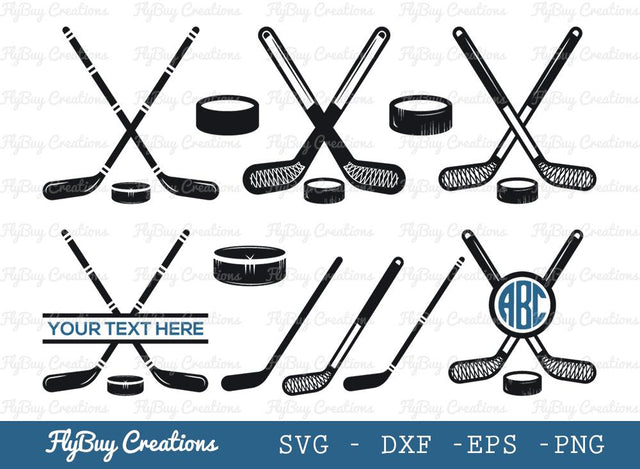 Hockey Puck Sticks Svg Cut File| Hockey Puck | Hockey Sticks | Puck | Sticks | Circle Monogram | Split Monogram | SVG ETC Craft 