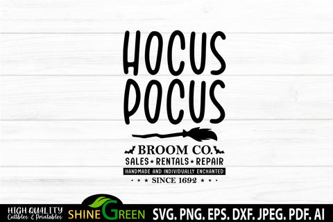 Hocus Pocus Broom Co. - Halloween Sign SVG - So Fontsy