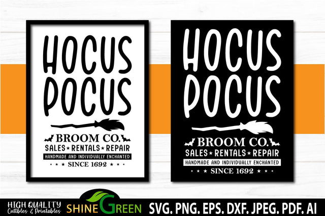 Hocus Pocus Broom Co. - Halloween Sign SVG SVG Shine Green Art 