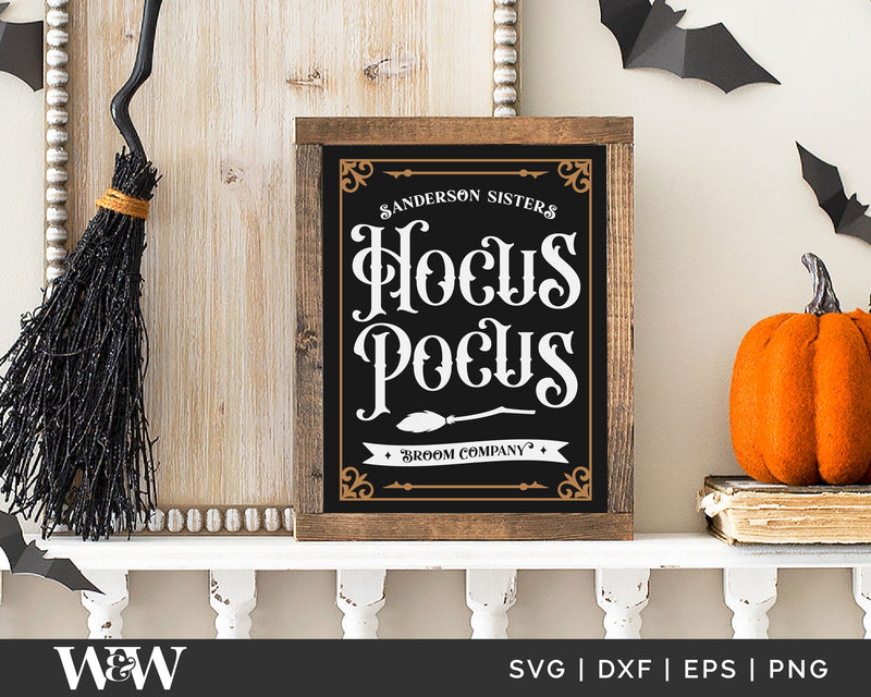 Hocus Pocus Broom Co SVG | Halloween Sign SVG - So Fontsy