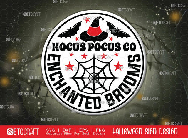 Hocus Pocus Co Enchanted Broom Svg | Halloween SVG | Round Sign Svg | Rustic Home and Modern Svg | Farmhouse Decor Svg | Halloween Sign Svg | Halloween Wood Sign Design SVG ETC Craft 