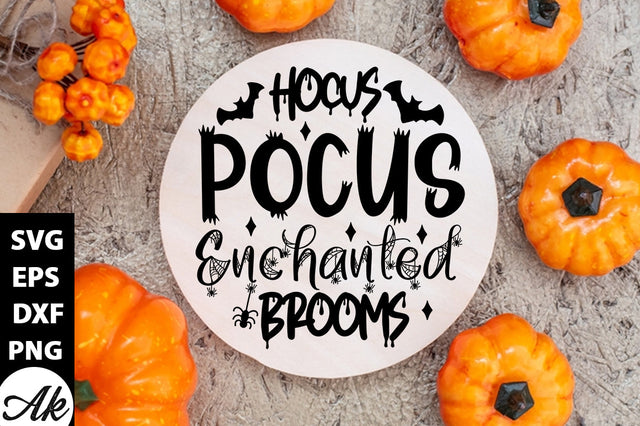 Hocus pocus enchanted brooms Round Sign SVG akazaddesign 