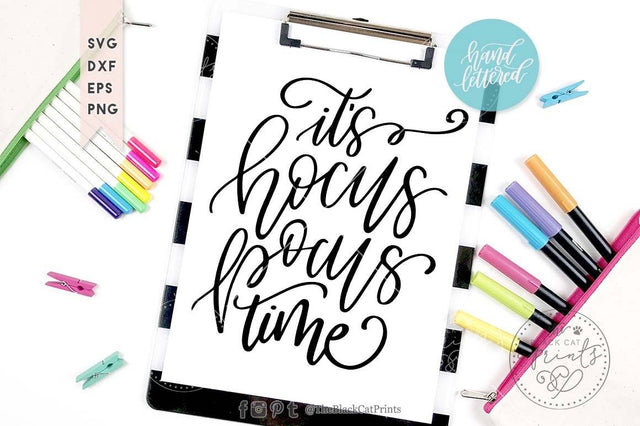 Hocus pocus time | Hand lettered Halloween cut file SVG TheBlackCatPrints 