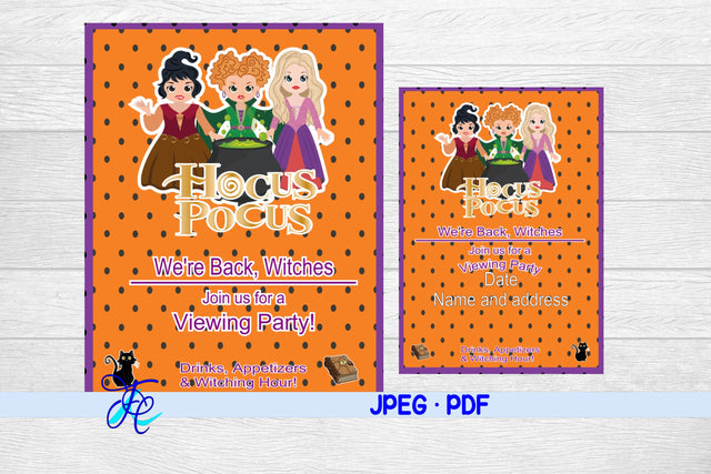Hocus Pocus Viewing Party Poster and Invitation! Digital Pattern Family Creations 