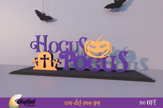 Hocus&Pocus Layered Halloween Letter Stand 3D Design | Lettering SVG | Laser Cut SVG Evgenyia Guschina 