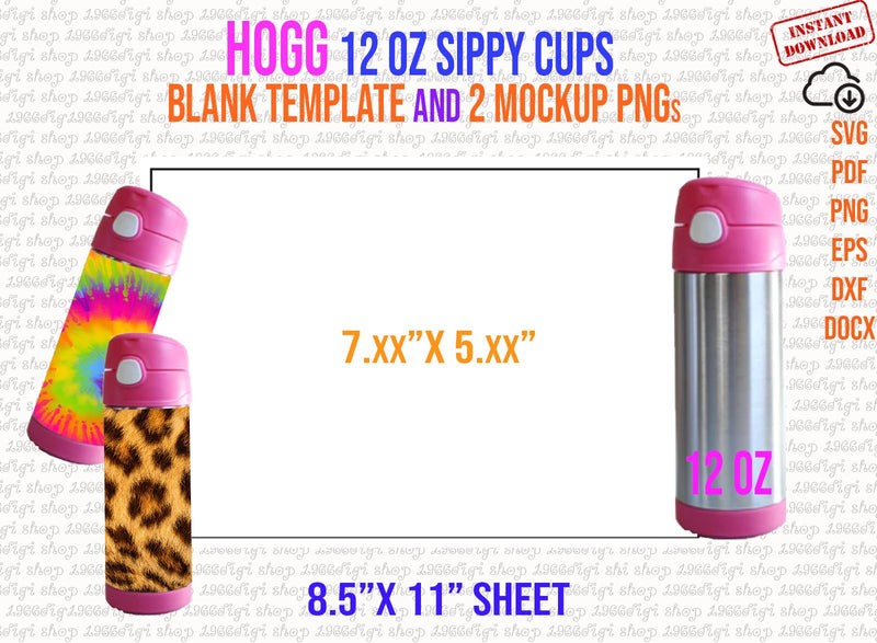Hogg 12oz Sippy Cups Template, Hogg Sippy Cup Svg, Kids Cup Full Wrap