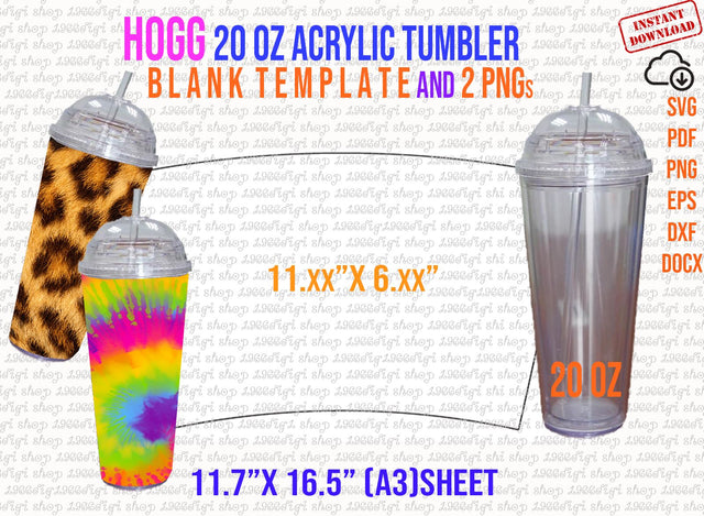 Hogg 20 oz acrylic Template, Hogg 20 oz Acrylic Svg, Full Wrap for Acrylic 20oz Tumbler Sublimation Template for Hogg Tumbler Svg, Docx Pdf SVG 1966digi 