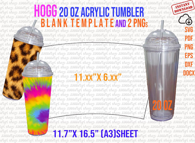 Hogg 20 oz acrylic Template, Hogg 20 oz Acrylic Svg, Full Wrap for Acrylic 20oz Tumbler Sublimation Template for Hogg Tumbler Svg, Docx Pdf SVG 1966digi 