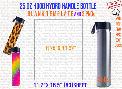 Hogg 25oz Hydro handle Bottle Template, Hogg 25 oz Hydro Handle Svg, Png Full Wrap for tumbler Hogg Hydro handle 25oz Svg, Eps, Docx, Dxf SVG 1966digi 