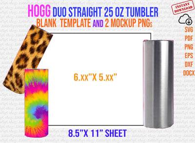 Hogg Duo Straight 25oz Tumbler Template Svg, Full Wrap for Tumbler 25oz Tumbler Sublimation Template for Hogg Tumbler Full Wrap Svg, Png Dxf SVG 1966digi 