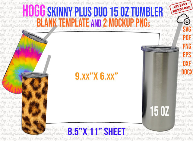 Hogg Plus Duo 15oz Tumbler Template, Hogg Skinny Duo Plus Svg for tumbler Hogg 15 oz sublimation Template Hogg 15oz Sublimation Tumbler Docx SVG 1966digi 