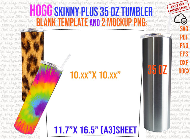 Hogg Skinny Plus 35oz Tumbler Template Svg, Full Wrap for Tumbler 35oz Tumbler Sublimation Template for Hogg Tumbler Full Wrap Svg, Png, Pdf SVG 1966digi 