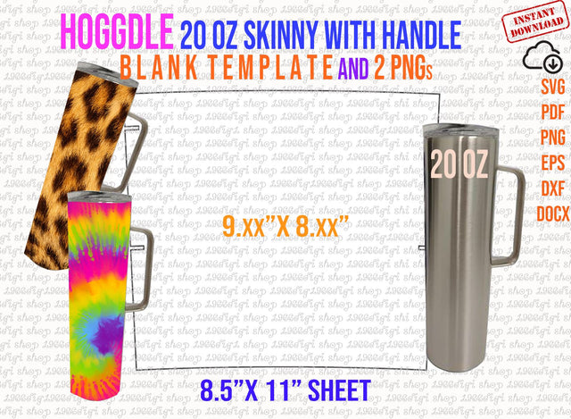 Hogg Skinny with handle 20oz Template Tumbler Full Wrap For 20oz Hoggdle Skinny Tumbler template Cricut and Slhouette Svg Dxf Eps Png Pdf SVG 1966digi 