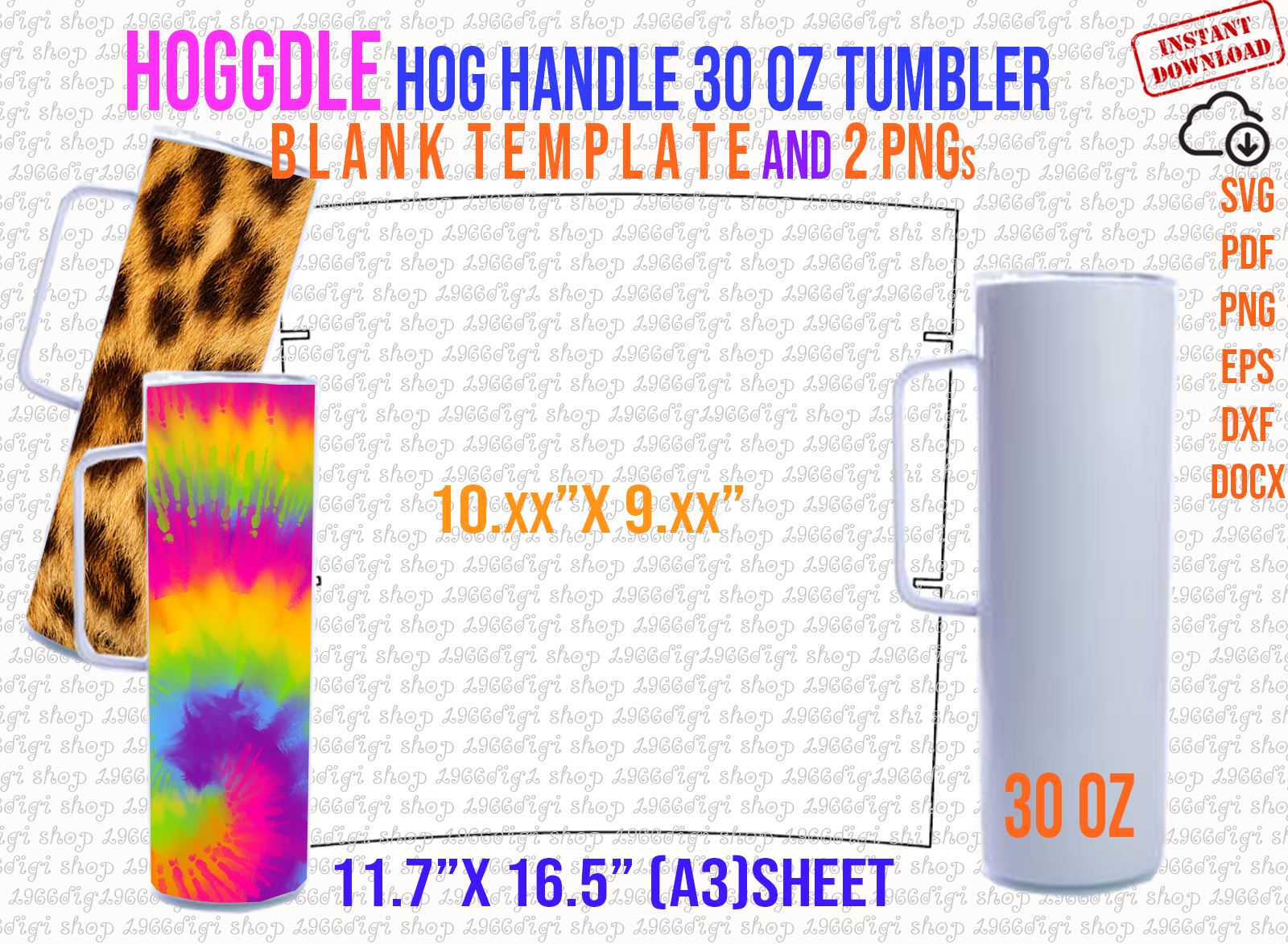 Hogg Skinny With Handle 30oz Tumbler Template Full Wrap for 30oz Hoggdle Skinny  Tumbler Template Cricut and Slhouette Svg Dxf Png Pdf Docx 