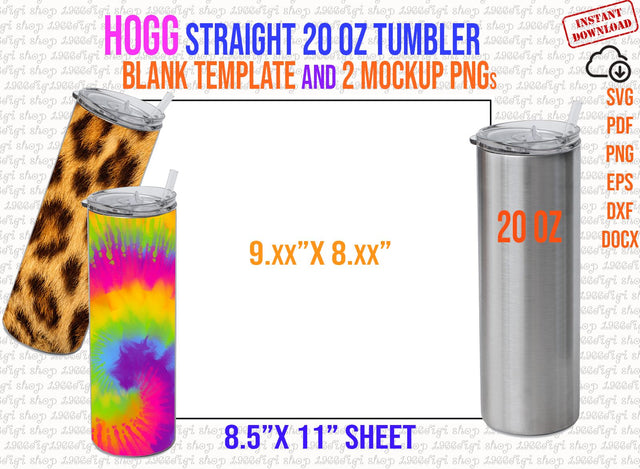 Hogg Straight 20oz Template, Hogg Template Full Wrap for Tumbler 20oz Tumbler Sublimation Template for Hogg Tumbler Full Wrap Svg, Png, Docx SVG 1966digi 