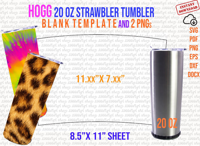 Hogg Strawbler 20oz Tumbler Template Svg, Full Wrap for Tumbler 20oz Tumbler Sublimation Template for Hogg Tumbler Full Wrap Svg, Png, Dxf SVG 1966digi 