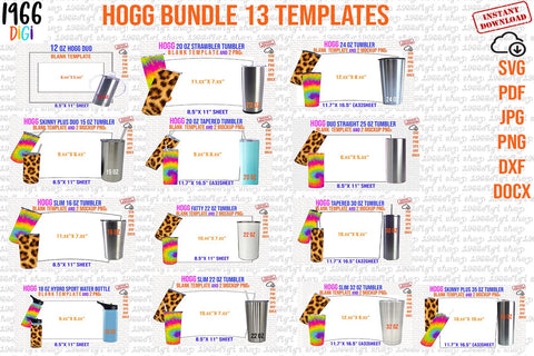 Hogg Template, Hogg Bundle 13 Templates, Cricut Silhouette, Svg, Png, Pdf, Dxf, Eps, Docx SVG 1966digi 