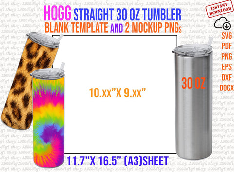 Hogg Template, Hogg Bundle 4 Templates, 20 oz and 30 oz Straight and Tapered, Cricut Silhouette, Svg, Png, Pdf, Dxf, Eps, Docx SVG 1966digi 